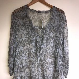 Chan Luu Dusty Blue Viscose Chiffon Blouse W/Tags